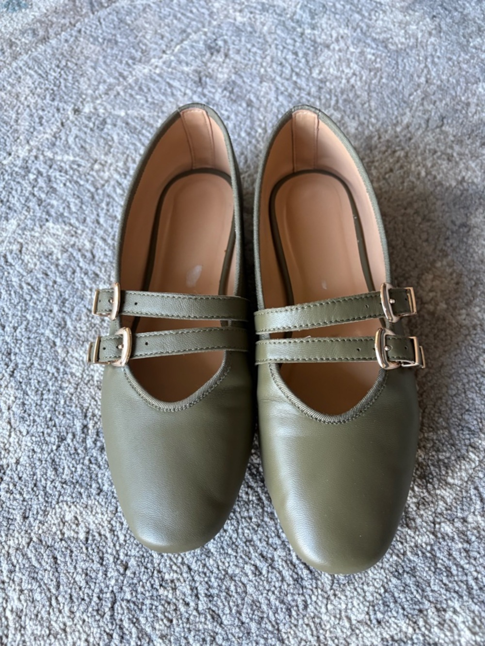 Tahari Olive Double-Strap Mary Jane Flats